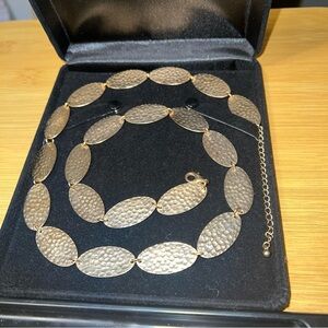 Hammered Gold Tone Adjustable Necklace